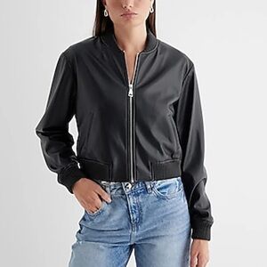 EXPRESS - NWOT - Faux leather cropped bomber jacket